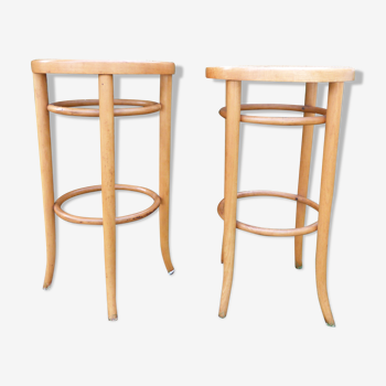 Bauman stools wood and wicker