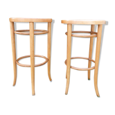 Tabourets hauts bauman bois et osier