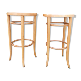 Bauman stools wood and wicker