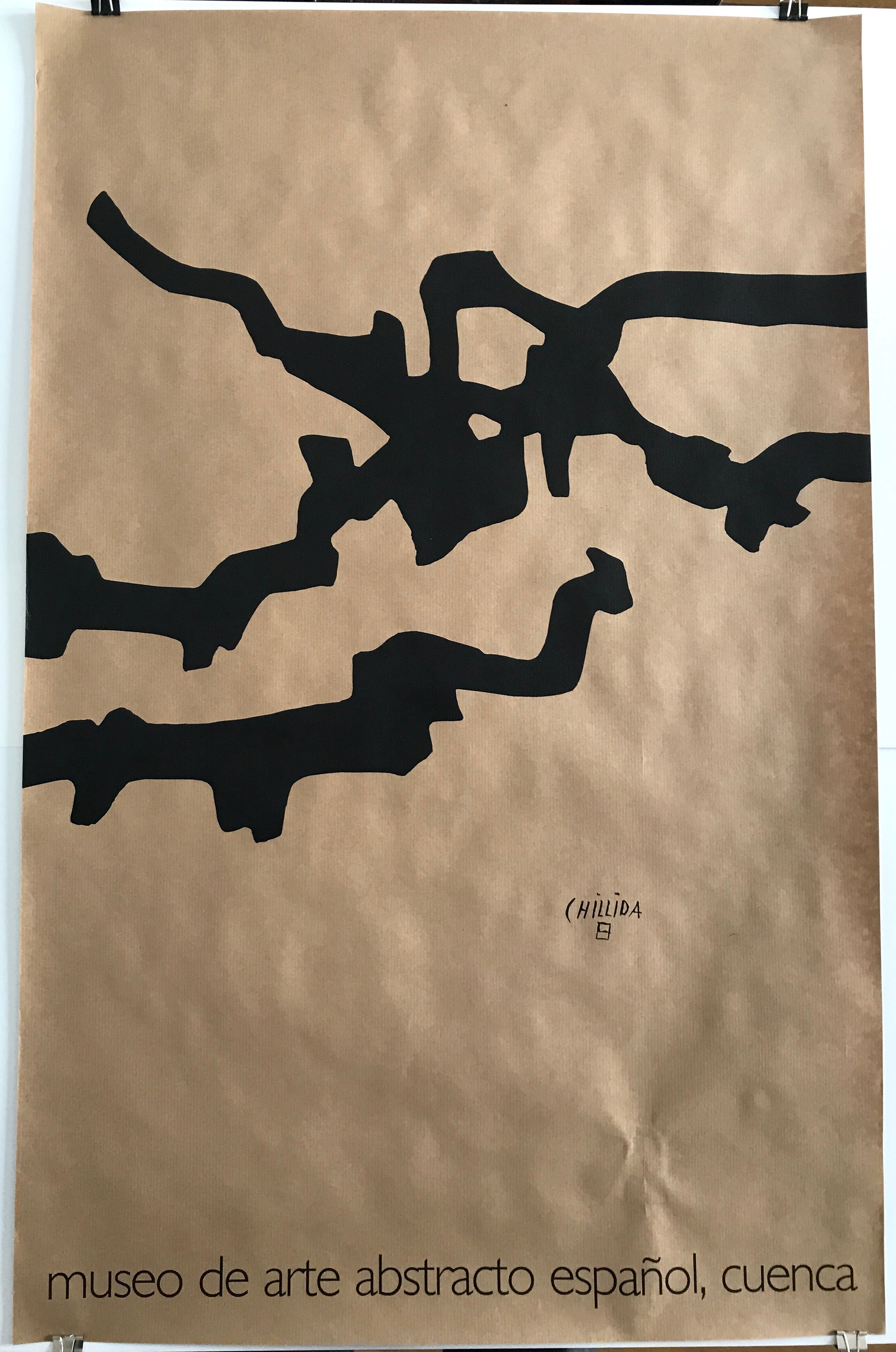 Original poster on kraft paper by Eduardo CHILLIDA, Museo de arte abstracto, 1980