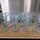 8 large blown glass goblets with bubbles from Biot – Blue signed
