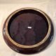 Round plate Vallauris glazed ceramic in brown and orange and Fat Lava A036