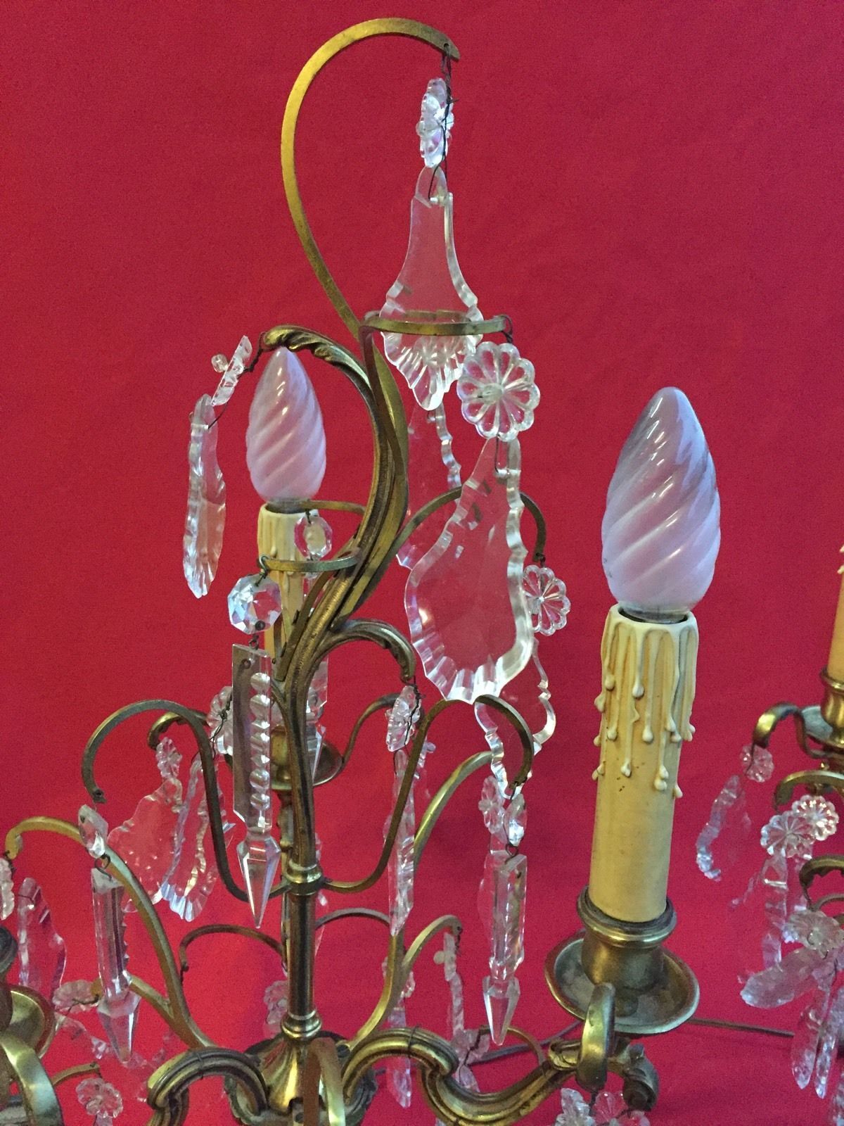 Pair of crystal tassels with bronze frame