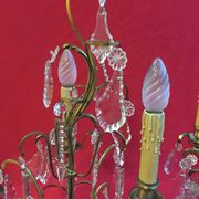 Paire de girandoles à pampilles cristal avec armature bronze