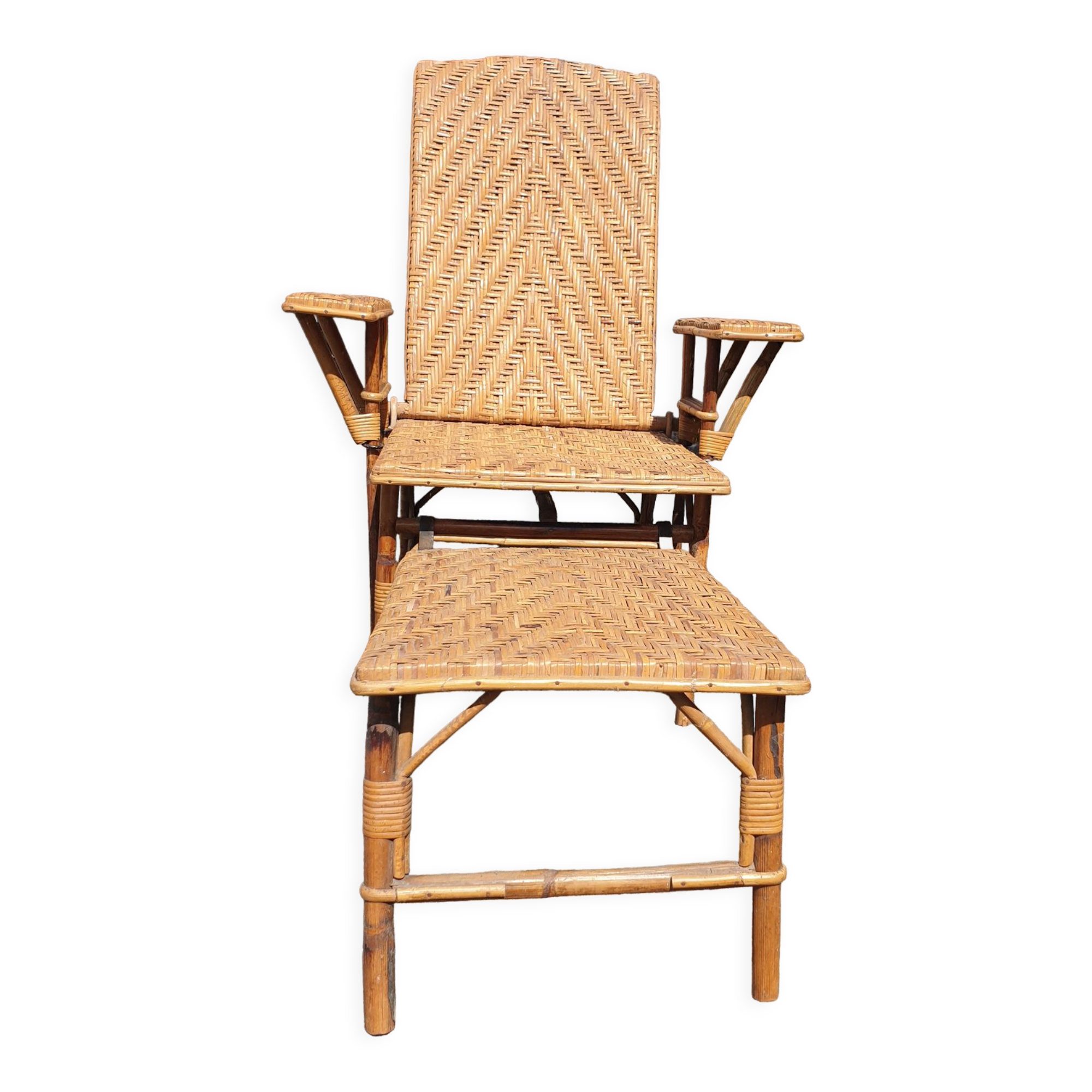 Rattan garden deckchair half XXth