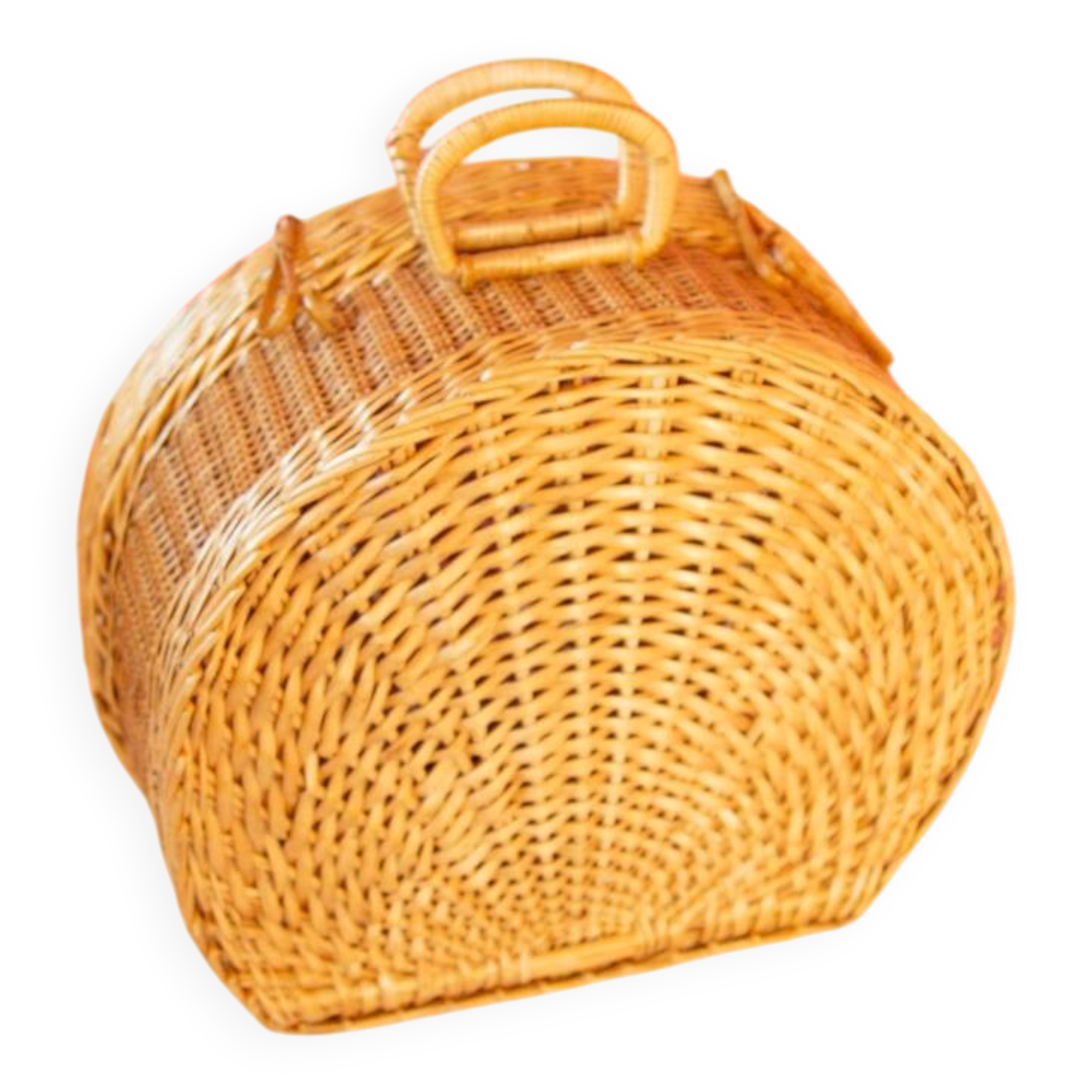 Round wicker suitcase