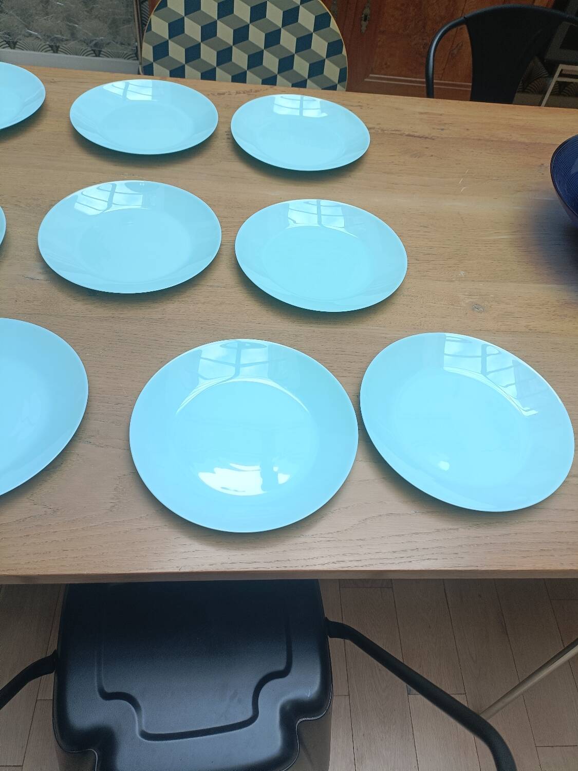 Ten beautiful vintage turquoise plates