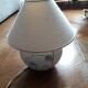 Antique ceramic lamp with a floral design.