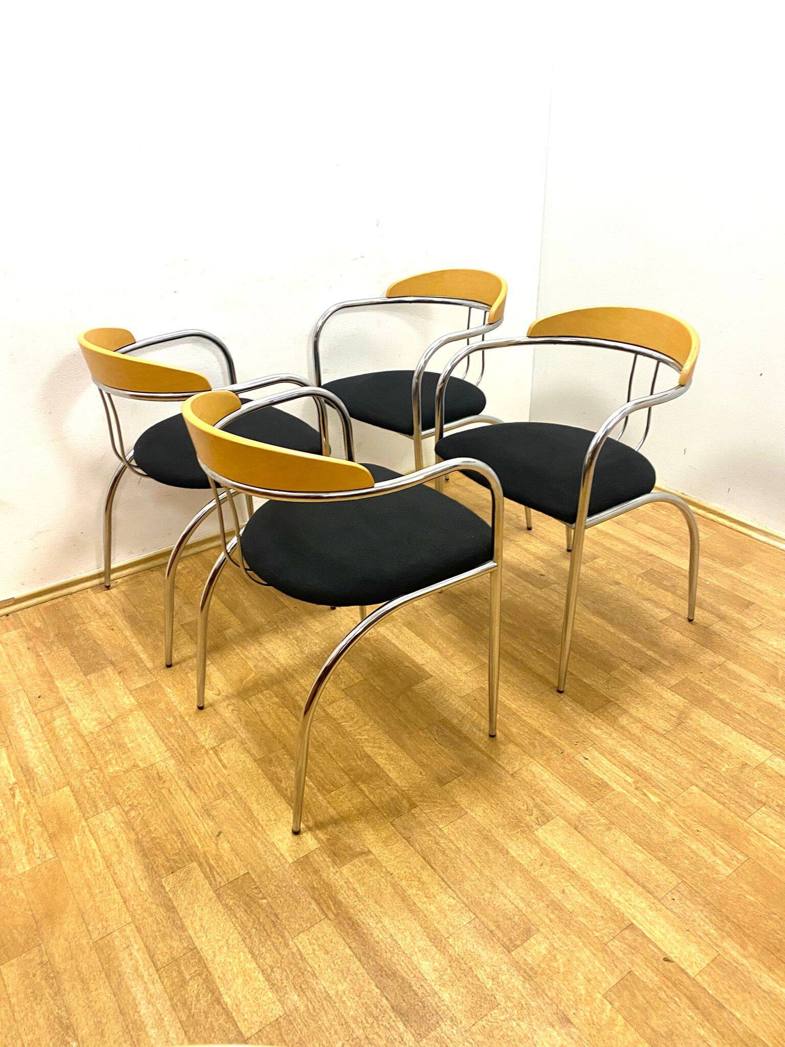 Ensemble de salle à manger rétro, structure tubulaire chromée, années 1970