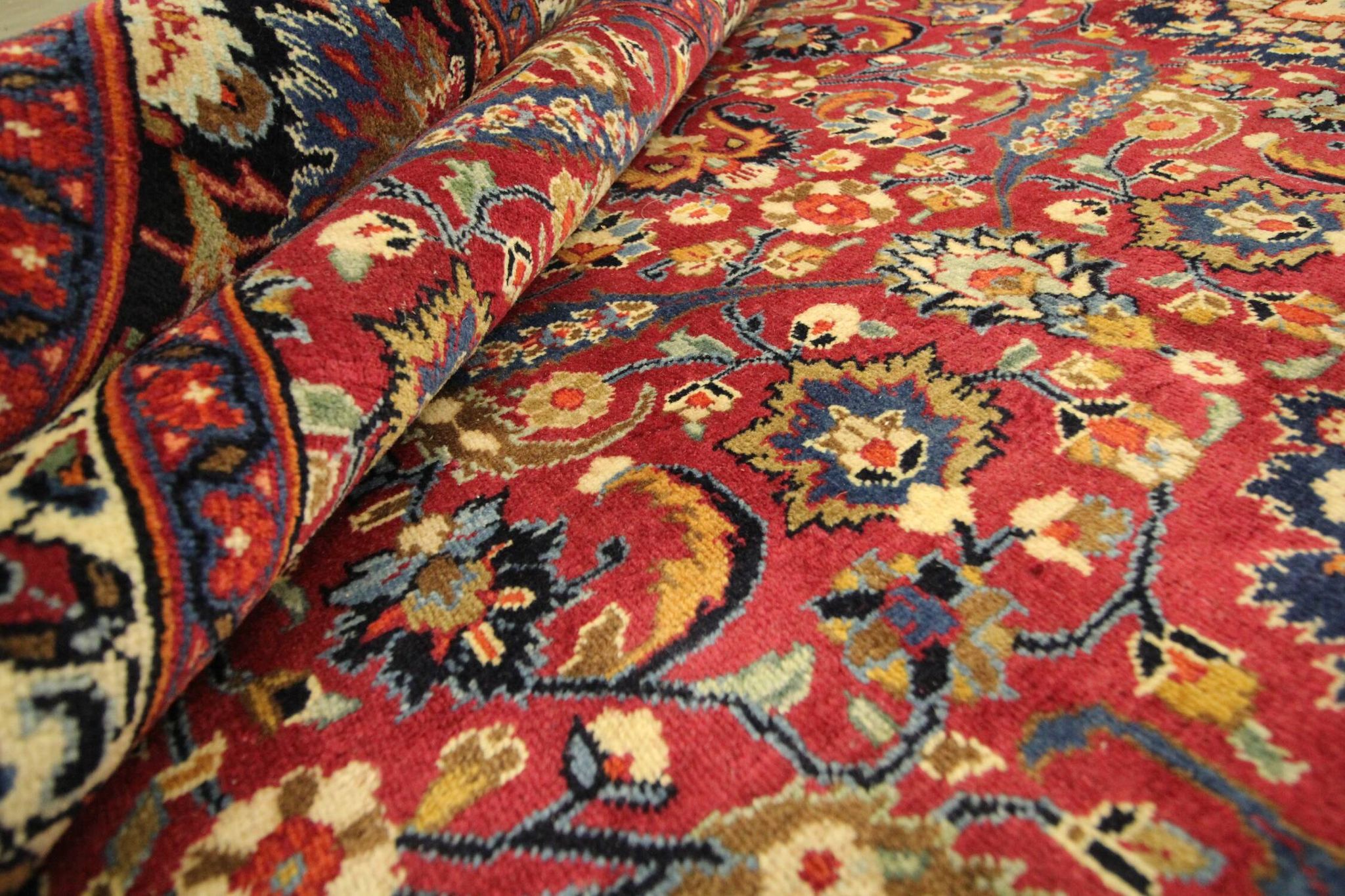 Tapis en laine florale rouge fait à la main antique persan khorassan tapis - 295x376cm