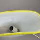 Minimalist White and Yellow Murano Glass Table Lamp by De Majo, Italy 1970s