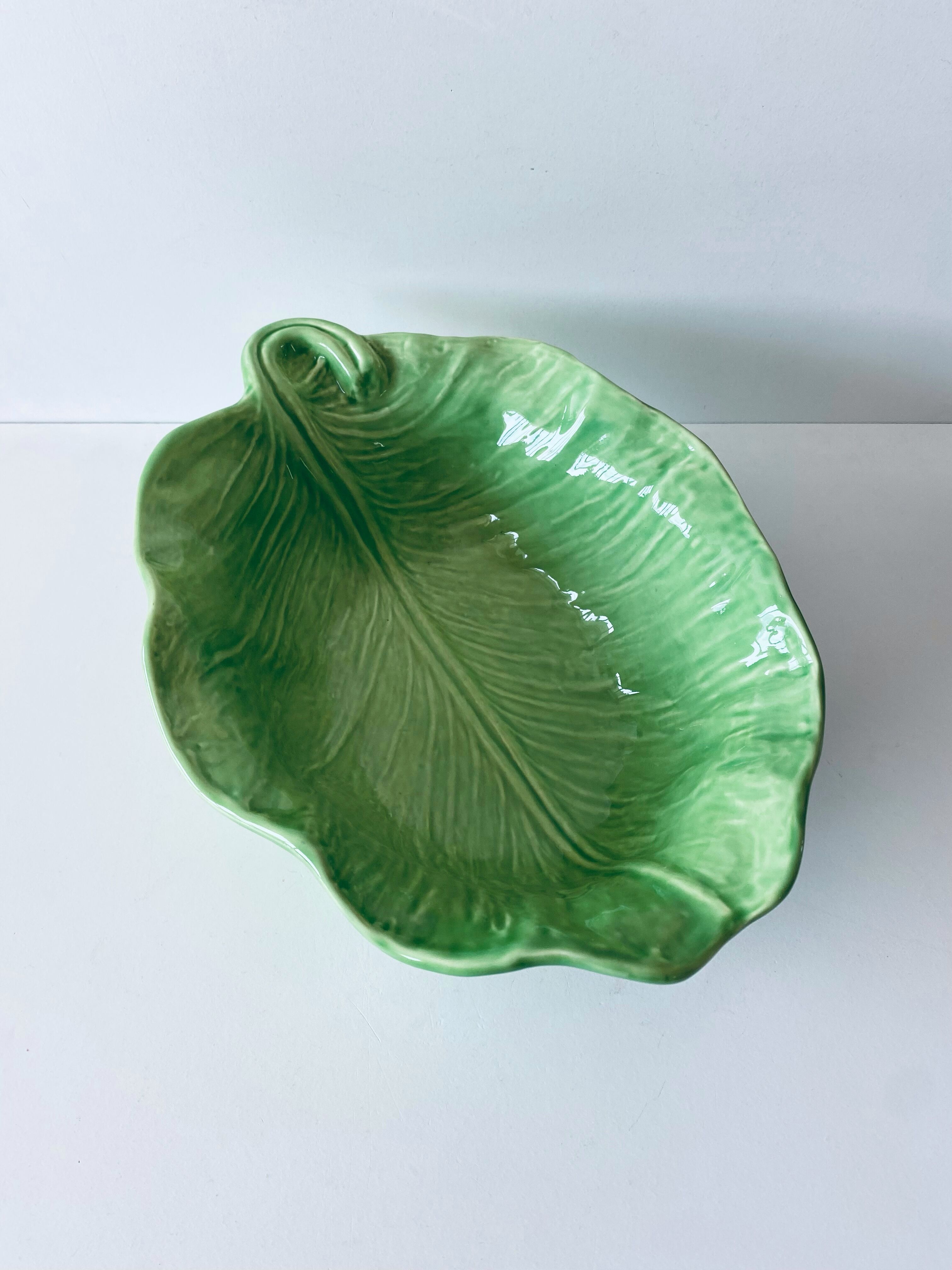 Saladier barbotine feuille