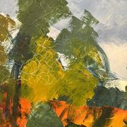 Swedish Oil on Canvas "Autumn Landscape" by Stig Hallblom, Vintage & Framed