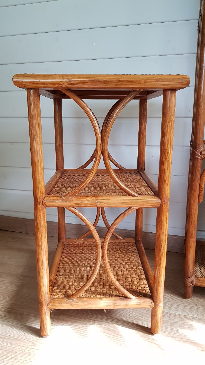 Rattan bedside table bookcase