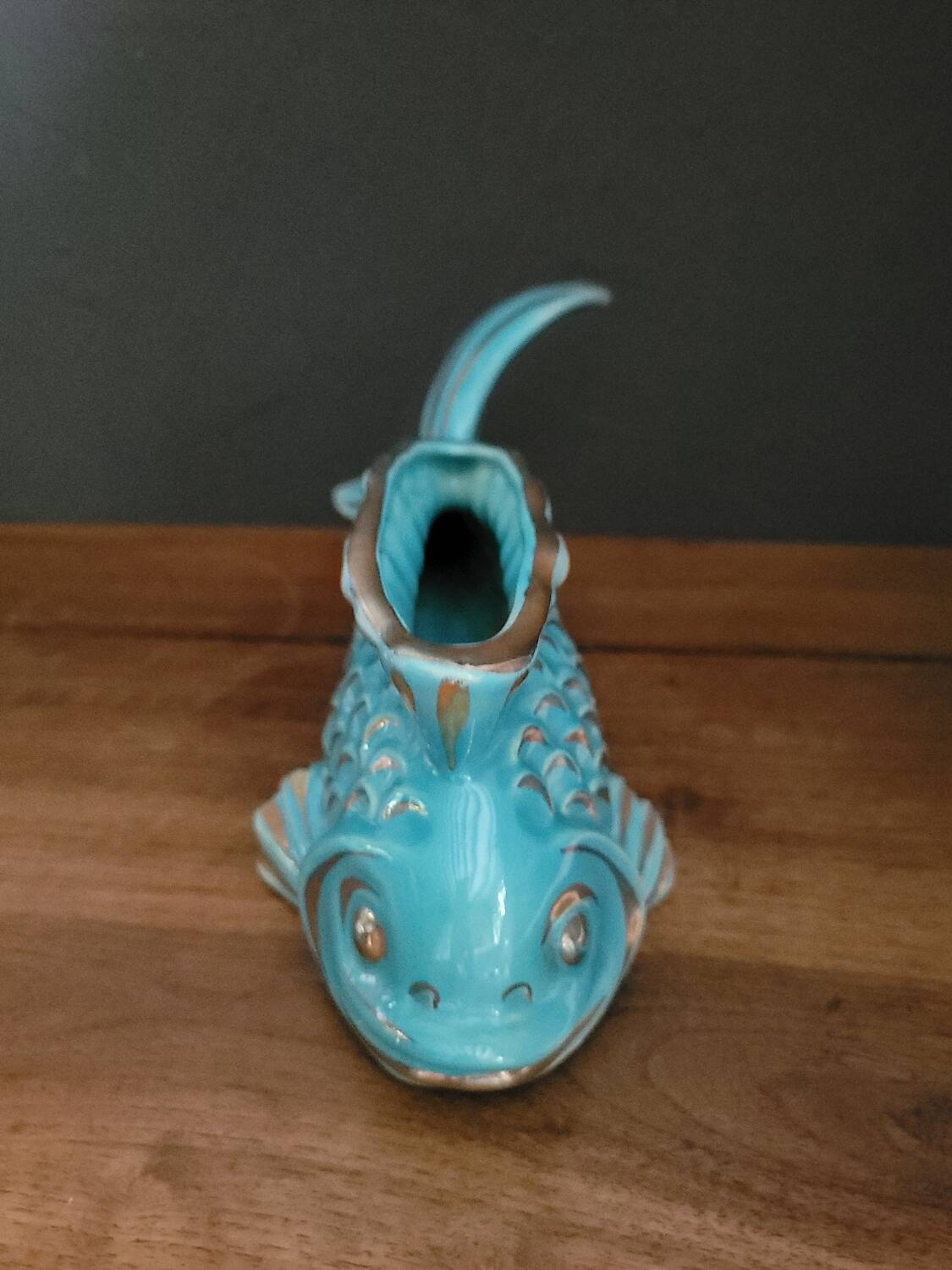 Fish Turquoise Vase 1950 Paby