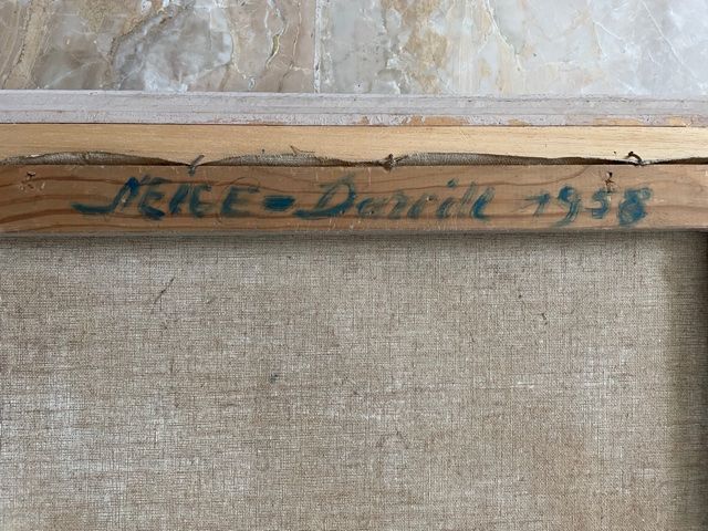 Oil on canvas painting "snow in Paris" signed Darvill 1958