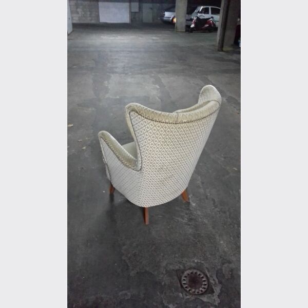 1/2 fauteuil club Danois années 50 60 a oreilles bergere restauré
