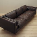 Canapé en cuir marron, design danois, années 1960, production : Danemark