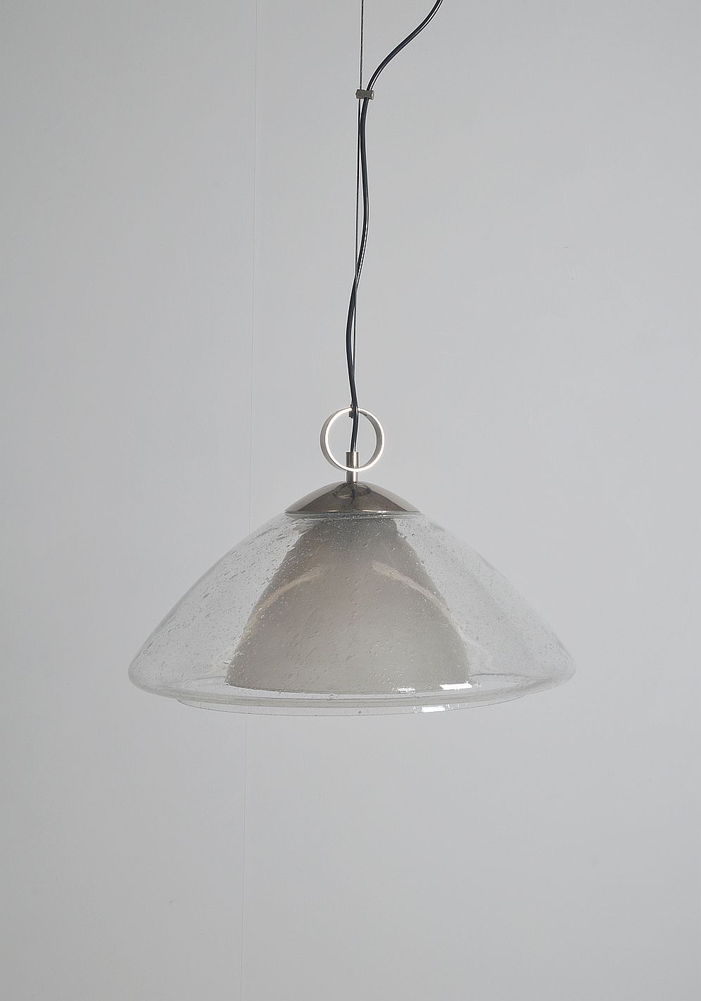 Mid-century glass and chrome hanging lamp, 1970s