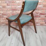 Renovated GFM 57 chair, Skoczek, designed by J. Kędziorek, navy blue