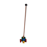 Colored wooden toy; to push or drag