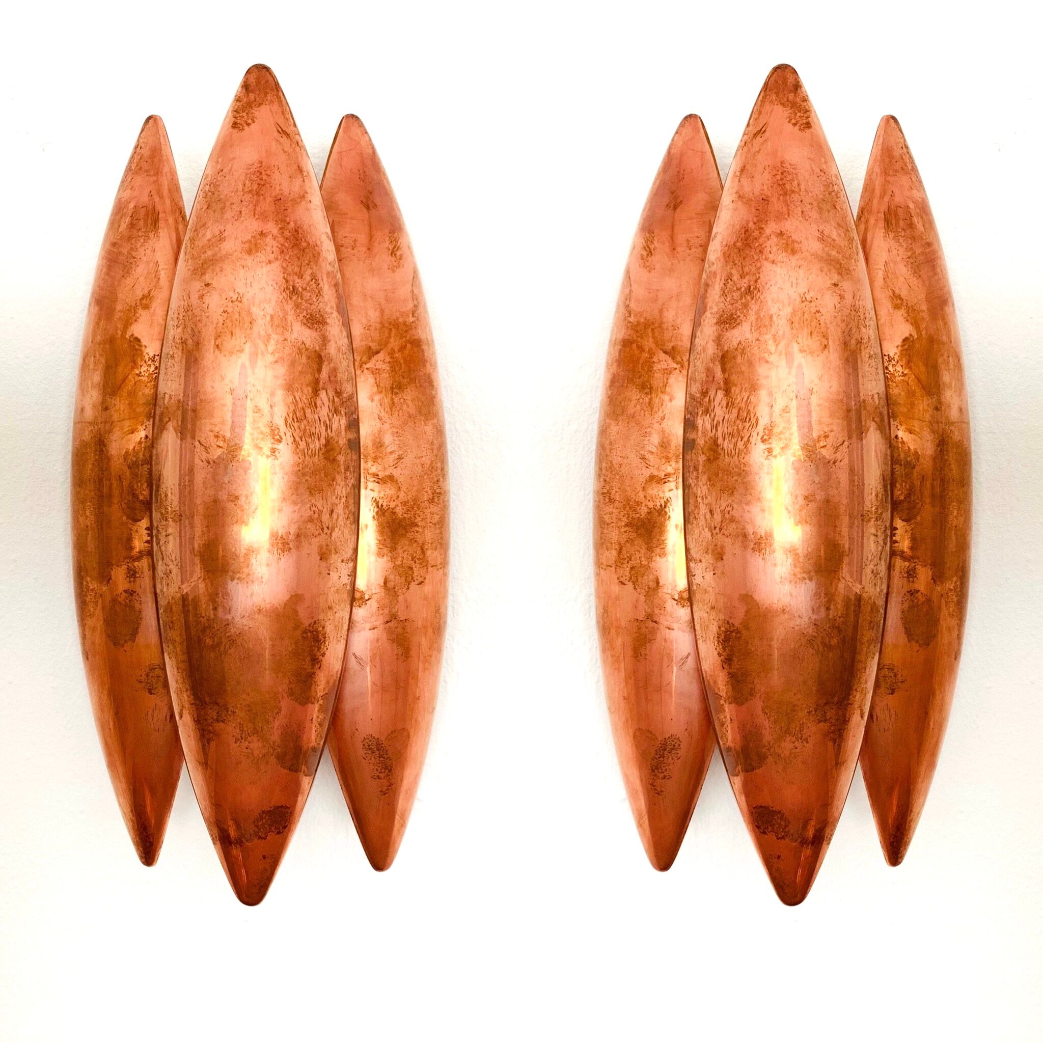 Set of 2 Unique Patinated Danish Kastor Sconces by Jo Hammerborg for Fog an