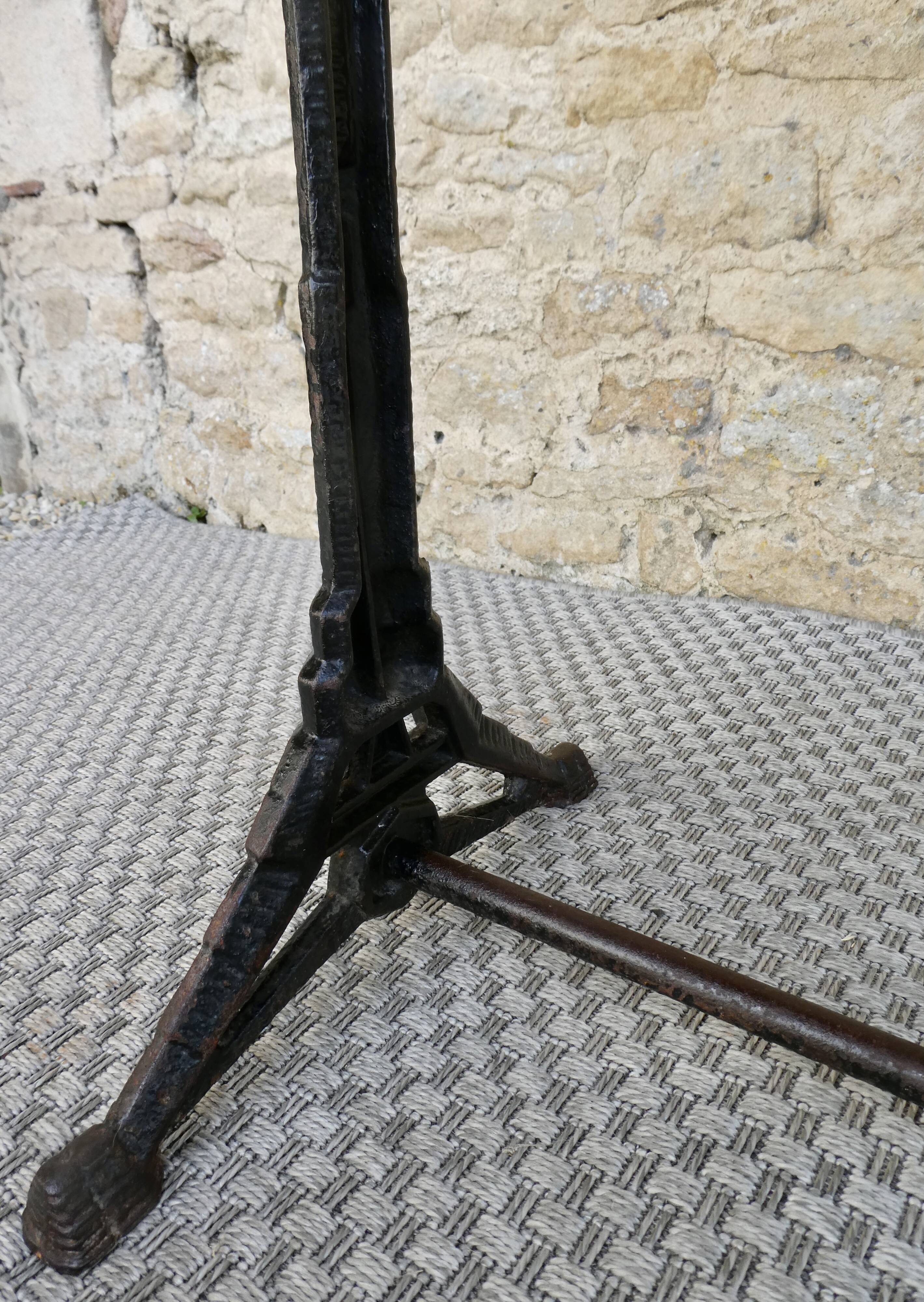 bistro table with cast iron legs signed Lelong, early 20th century