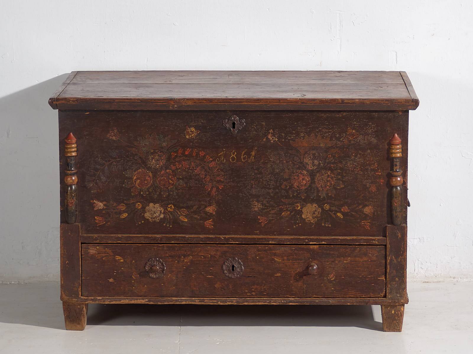Antique storage trunk dated 1861 #23