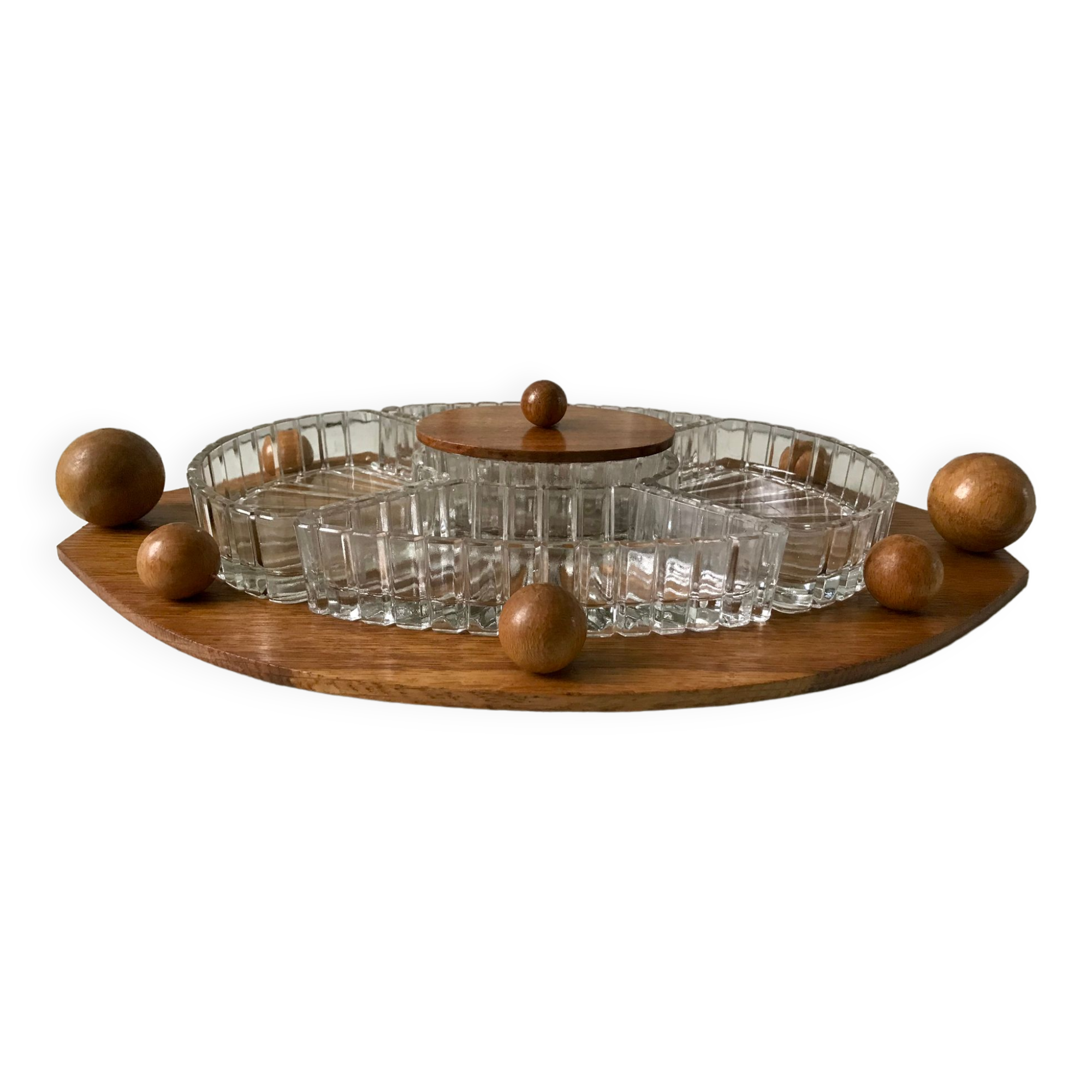 Wooden top and art deco glass 30s