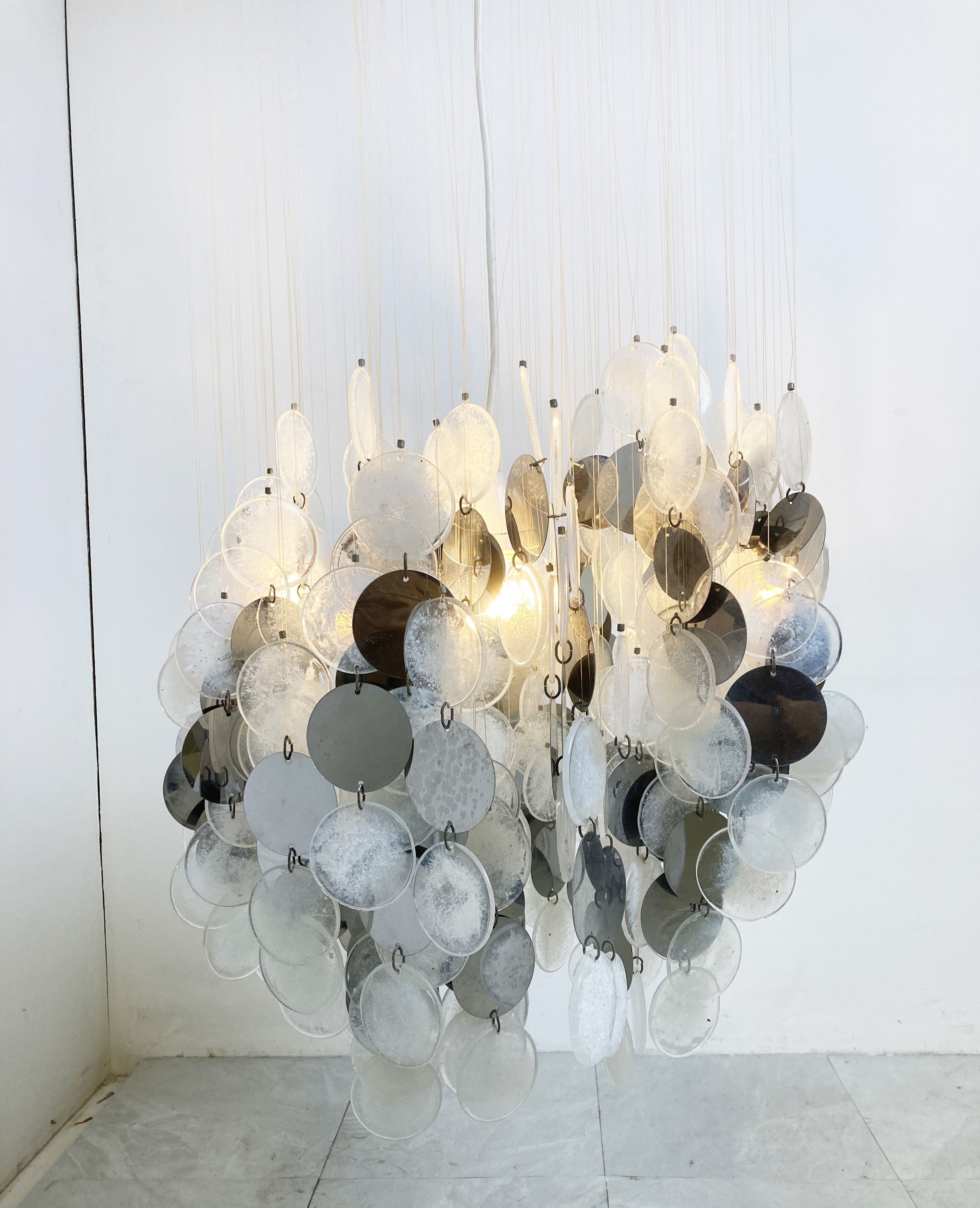 Mid century glass chandelier, 1970s