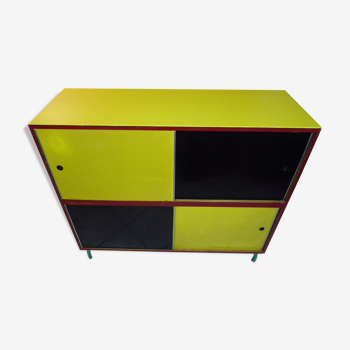 Meuble de rangement/buffet vintage avec étagères, bois, formica, carlène