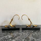 Pair of Modernist Gold Starry Bookends