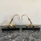 Pair of Modernist Gold Starry Bookends