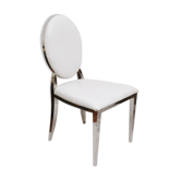 Chaise skaï blanc et pieds chromés
