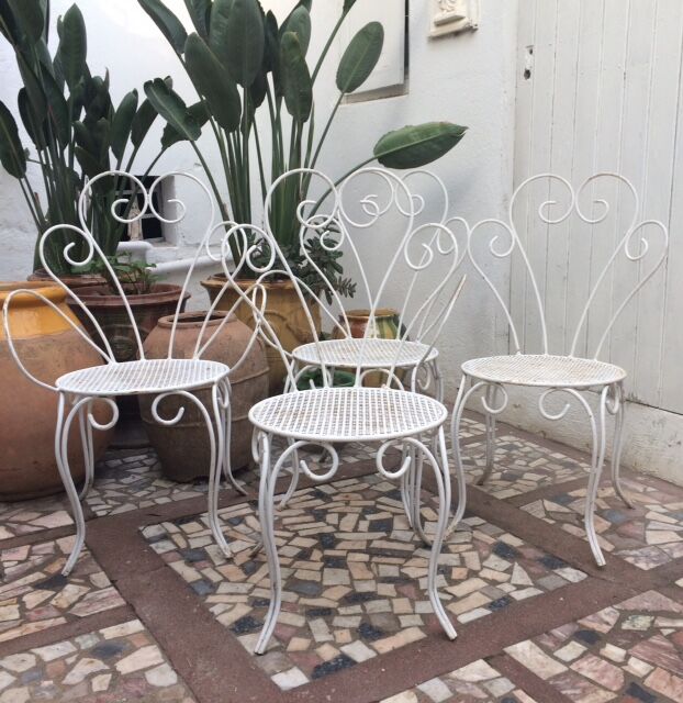 2 armchairs & 2 chairs, wrought iron1950