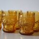 Set of 6 amber glasses, frosted effect, vintage French