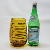 Vintage Murano Vase Mid Century Blown Glass Yellow Brown Spiral Style Ve