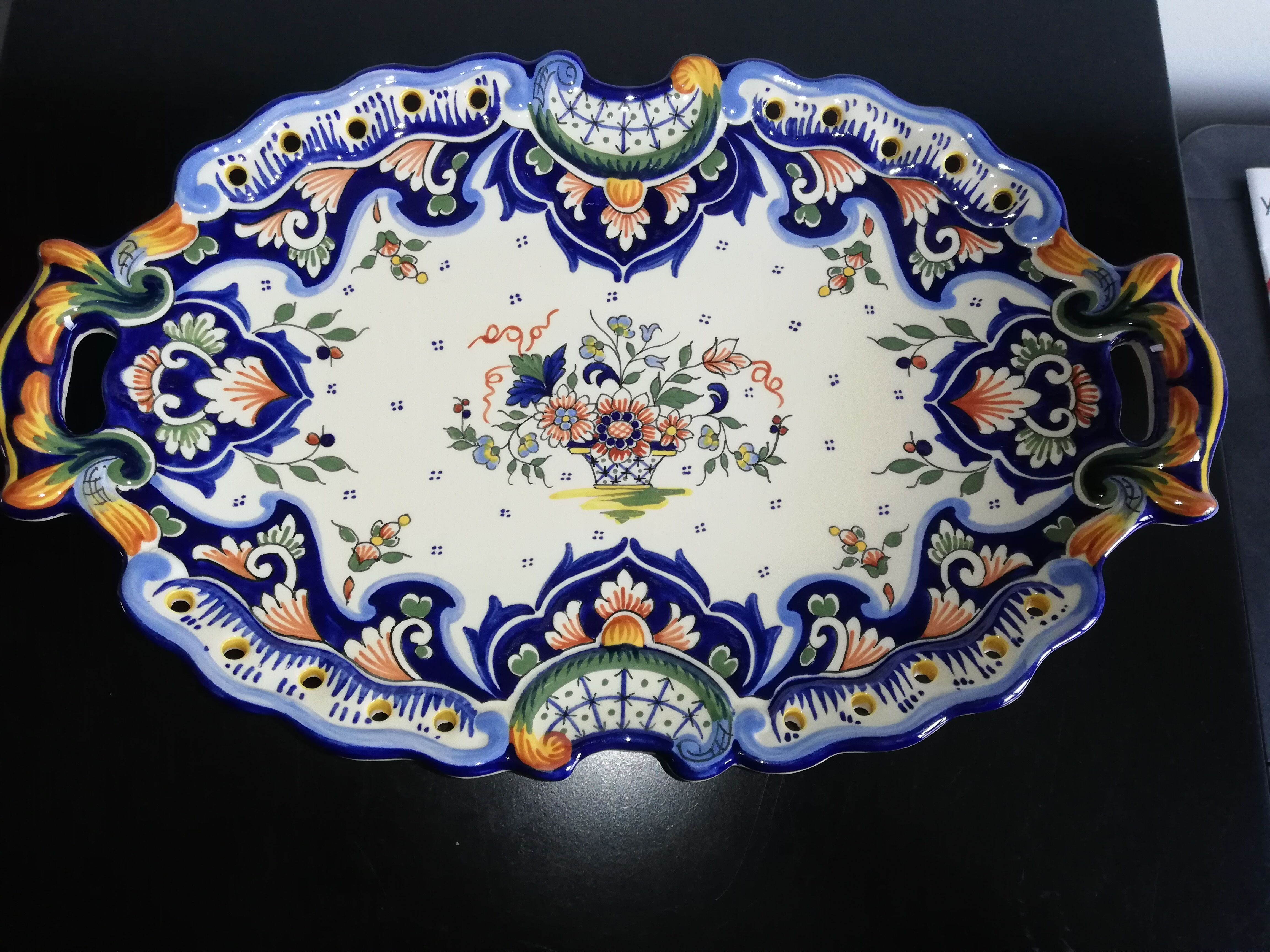 Blue ceramic tray of Desvres