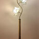 Vintage gold lotus flower floor lamp, Italian design light fixture with 3 lights.