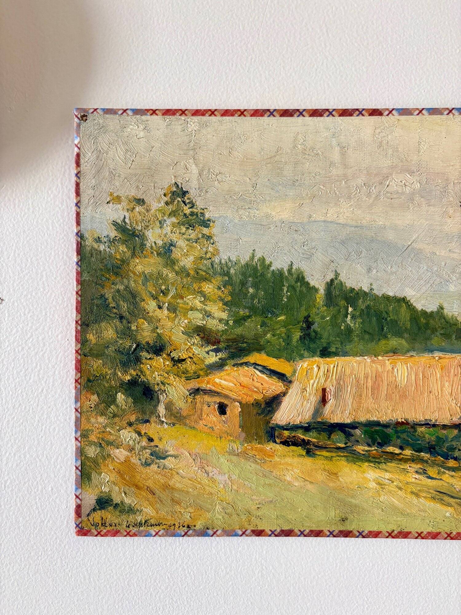Peinture à l'huile sur toile "Maison et forêt" n°7