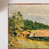 Peinture à l'huile sur toile "Maison et forêt" n°7