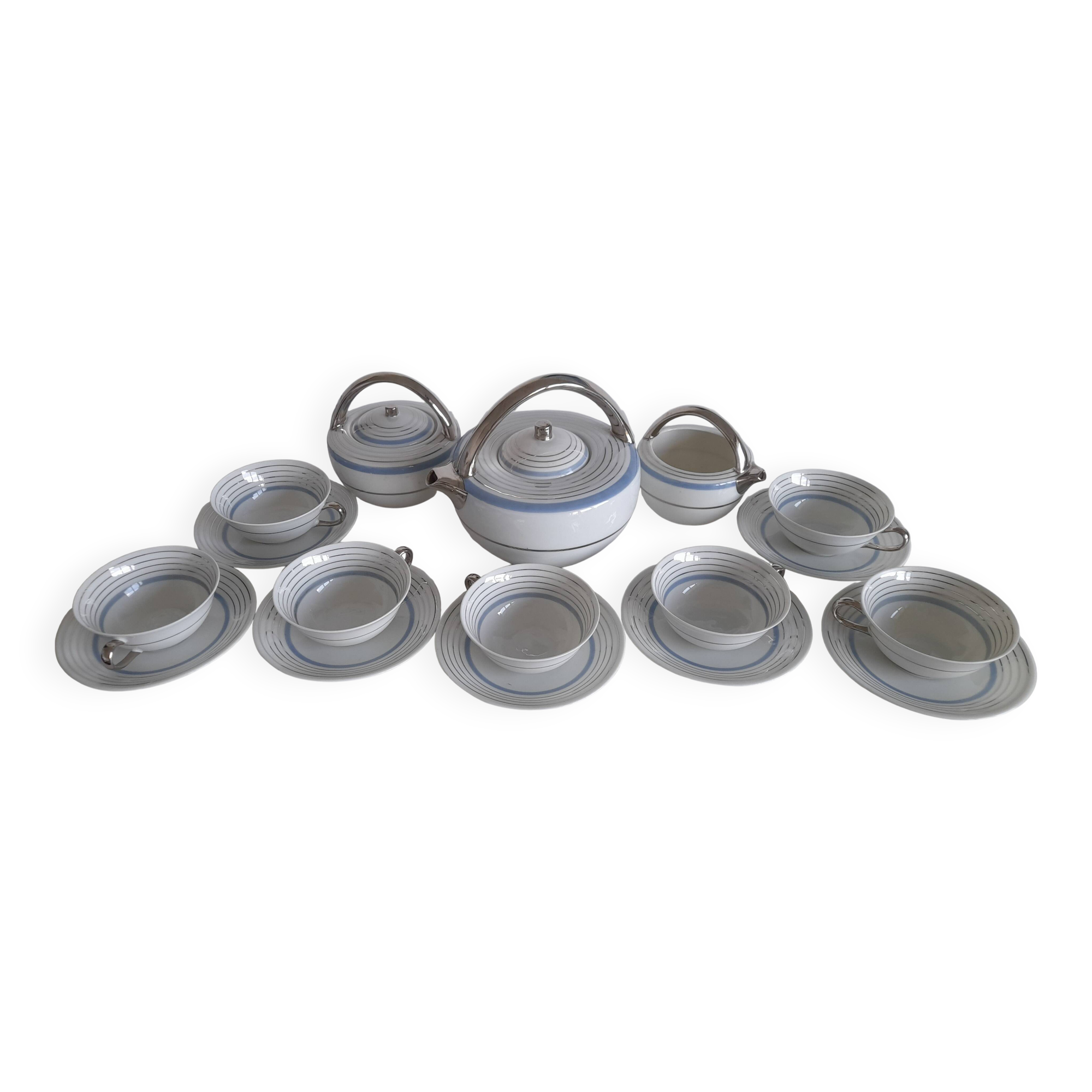 Art Deco tea and coffee service in Limoges porcelain Charles Arenfeld