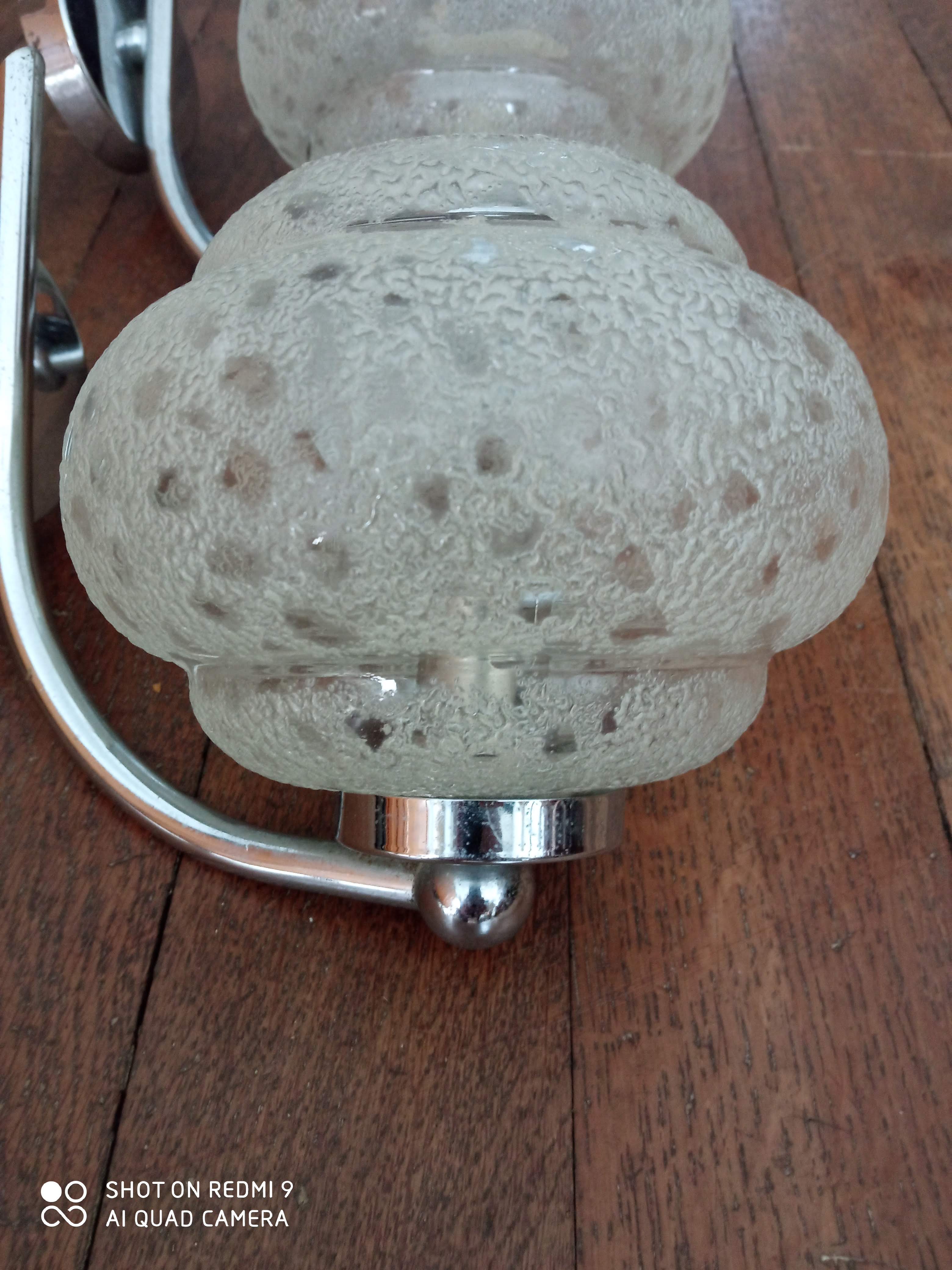 Old Art Deco wall lamps chrome and granite glass