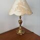 Antique brass lamp - bronze lampshade with toile de Jouy – Vintage lamp