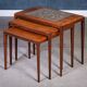 Nest Tables in Rosewood with Tiles by Johannes Andersen for CFC Silkeborg, Denmark, 1960s, Set of 3