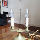 Bouillotte lamp with two lights in gilded bronze