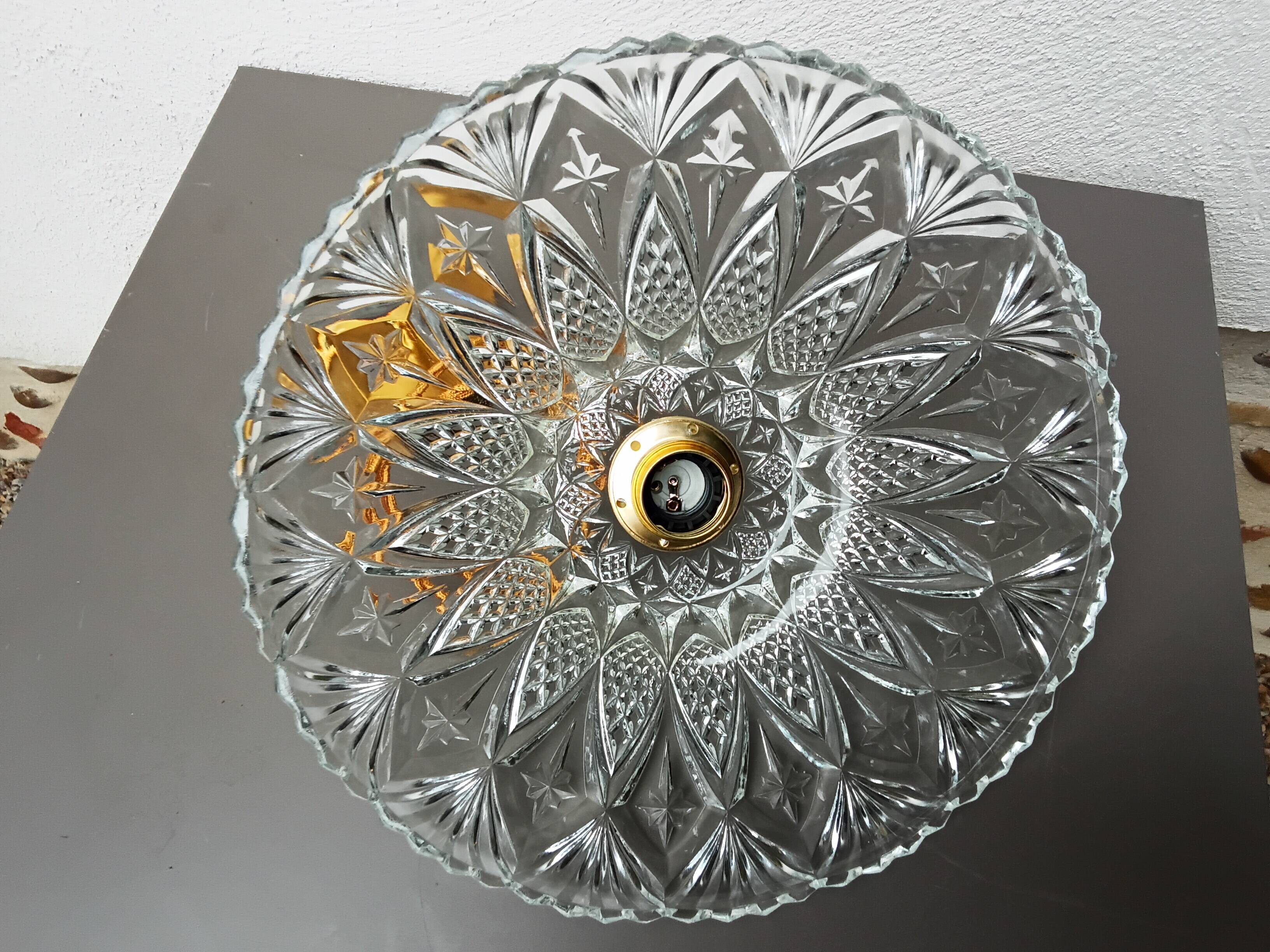 Vintage chiseled glass pendant light