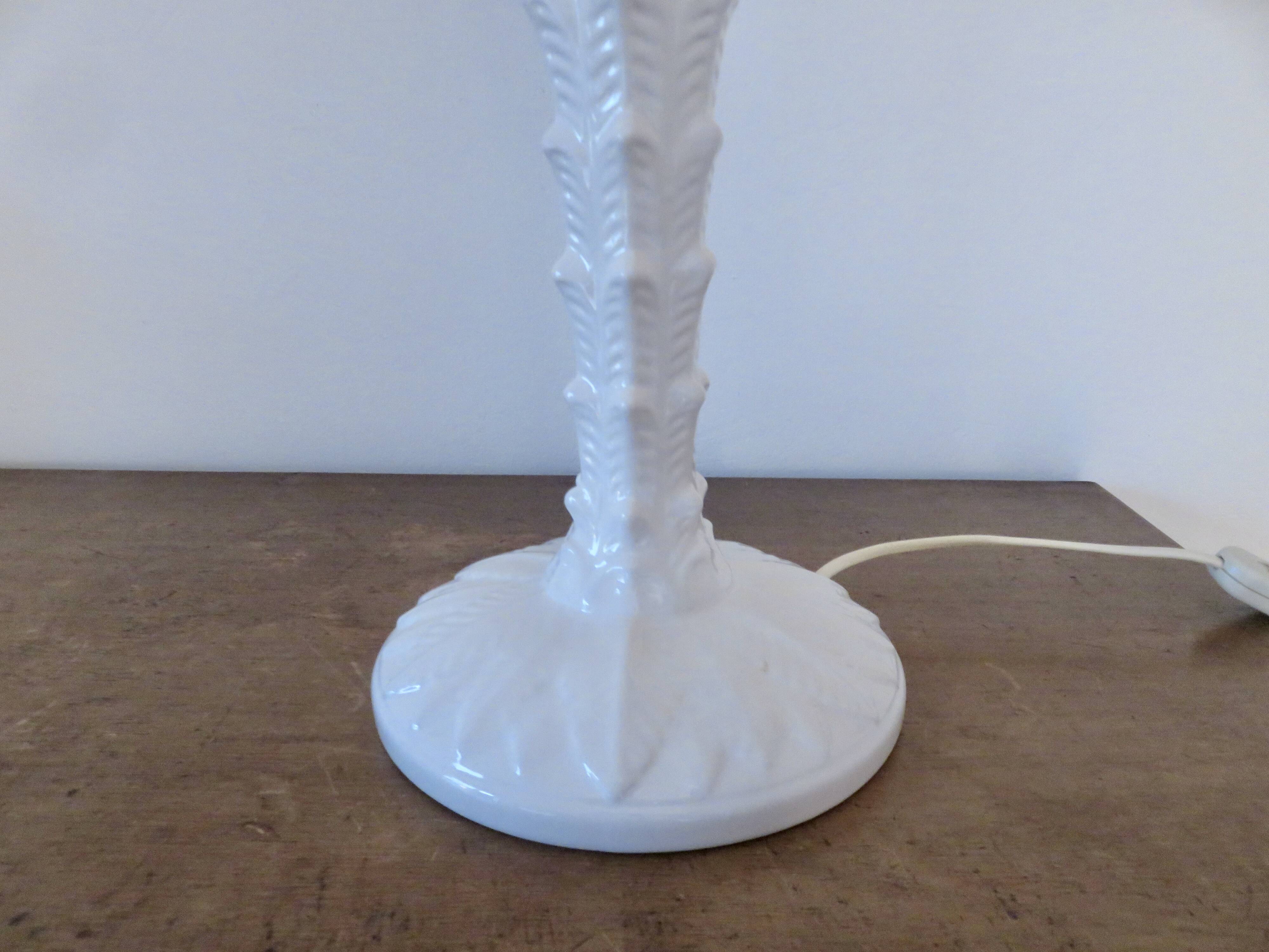 Grande lampe palmier, Italy, en céramique blanche, années 60