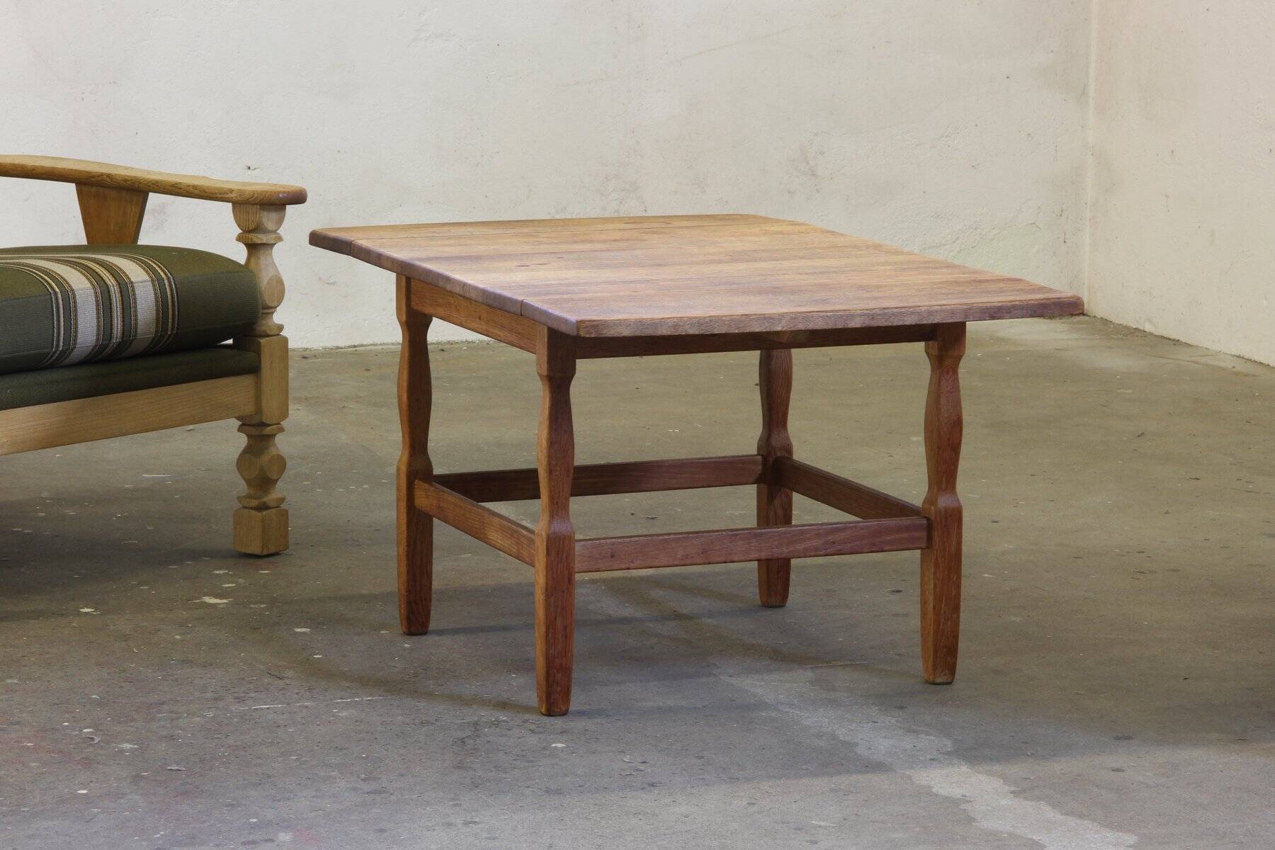 Mid-century brutalist Danish coffee table in oak attributed to Kjærnulf, 1960s