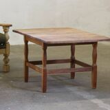 Mid-century brutalist Danish coffee table in oak attributed to Kjærnulf, 1960s